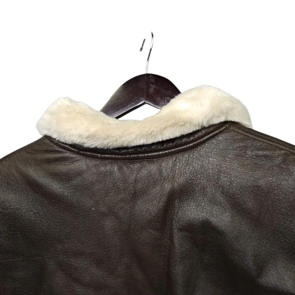 Wilsons Leather Men's B-3 Bomber Jacket Mens XL Brown Faux Fur Lined